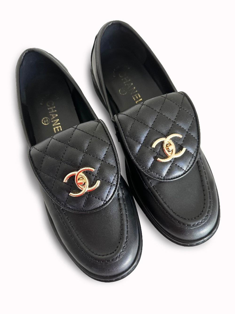 CHANEL G36646 Quilted CC Turnlock Loafers EU 41